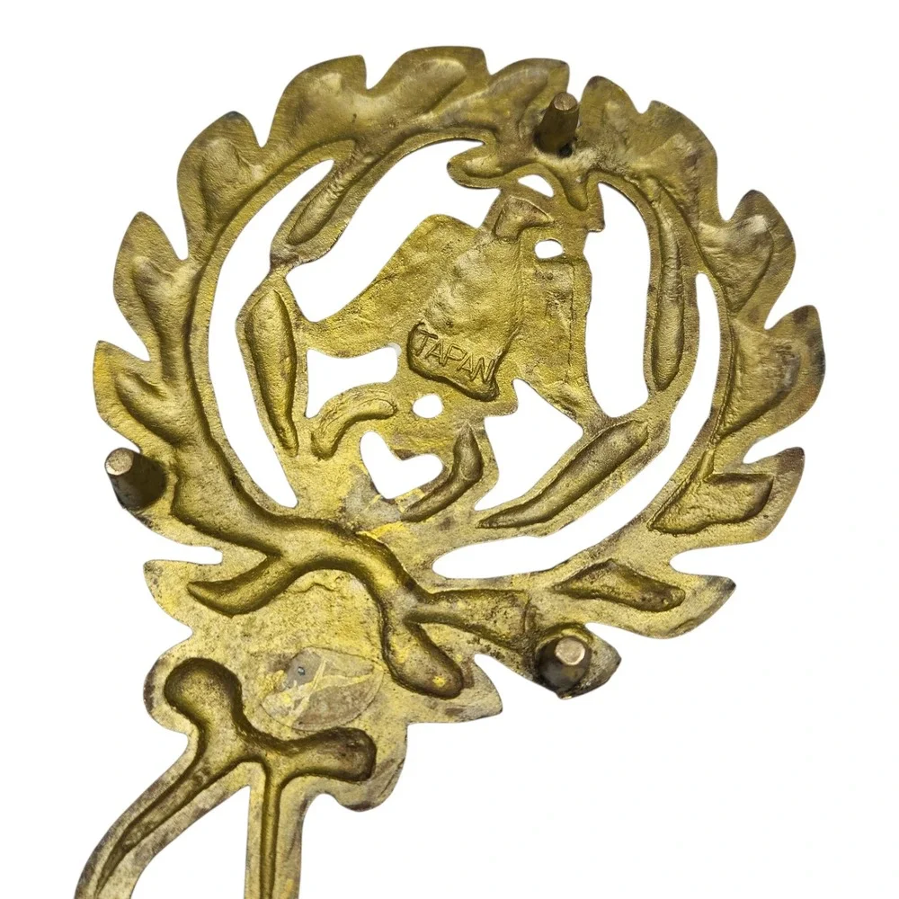 Vintage Brass Trivets Set of 2 Gold Tone Bird Eagle Japan MCM